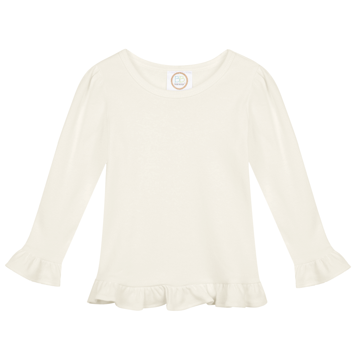 Blank Girl's Long Sleeve Ruffle Tee Shirt