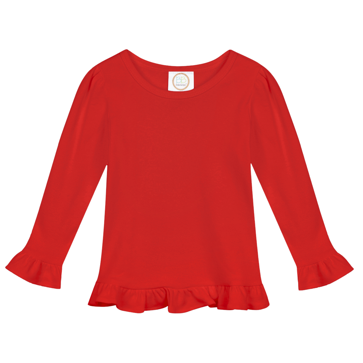 Blank Girl's Long Sleeve Ruffle Tee Shirt