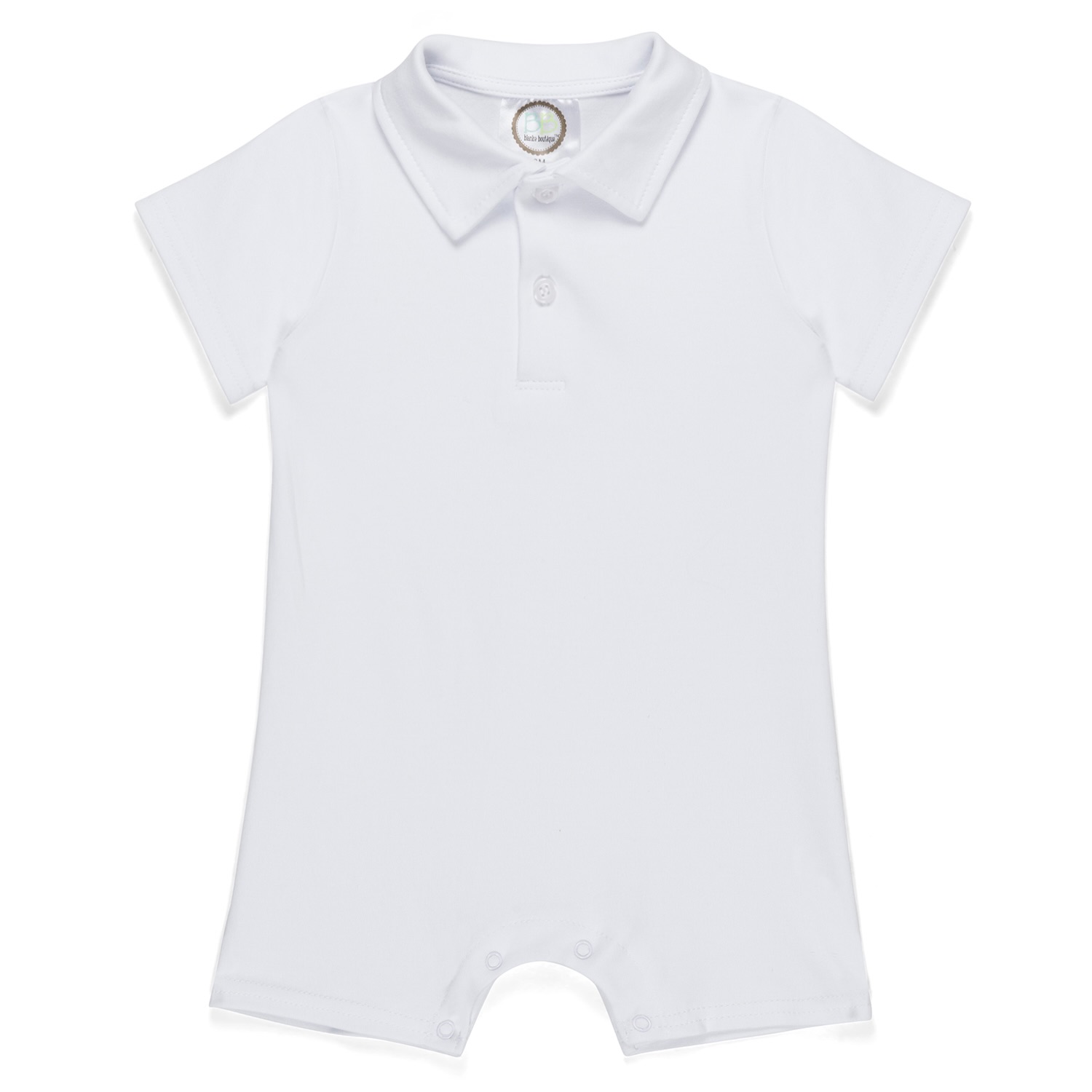 Blank Boy's Short Sleeved Polo Style Collared Romper