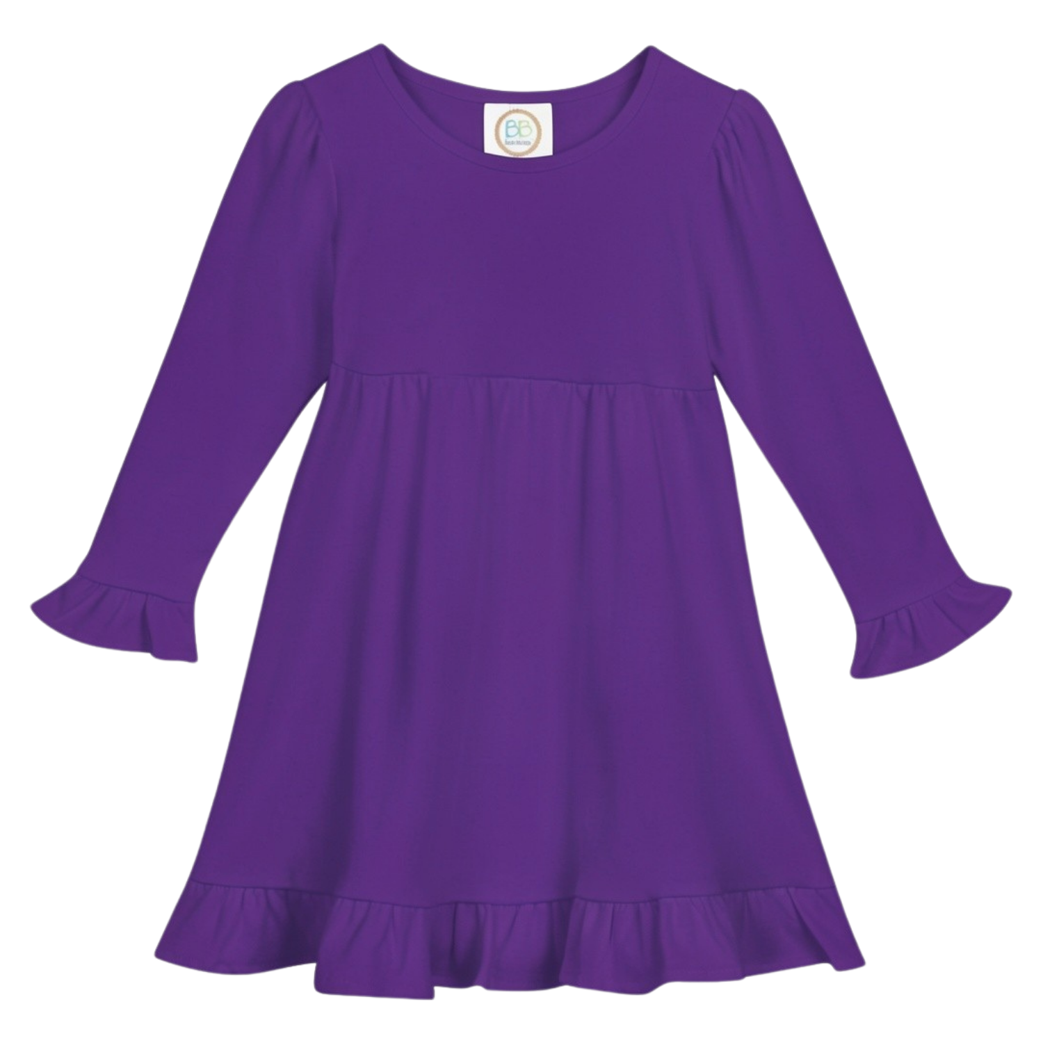 Blank Long Sleeve Empire Waist Ruffle Dress