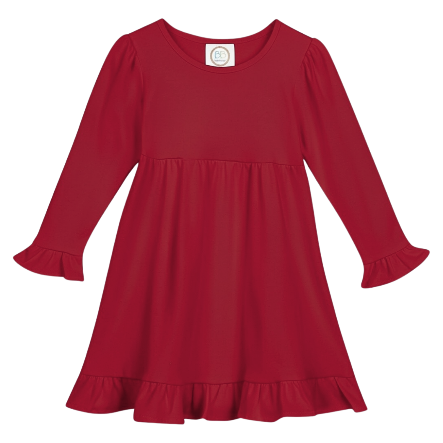 Blank Long Sleeve Empire Waist Ruffle Dress