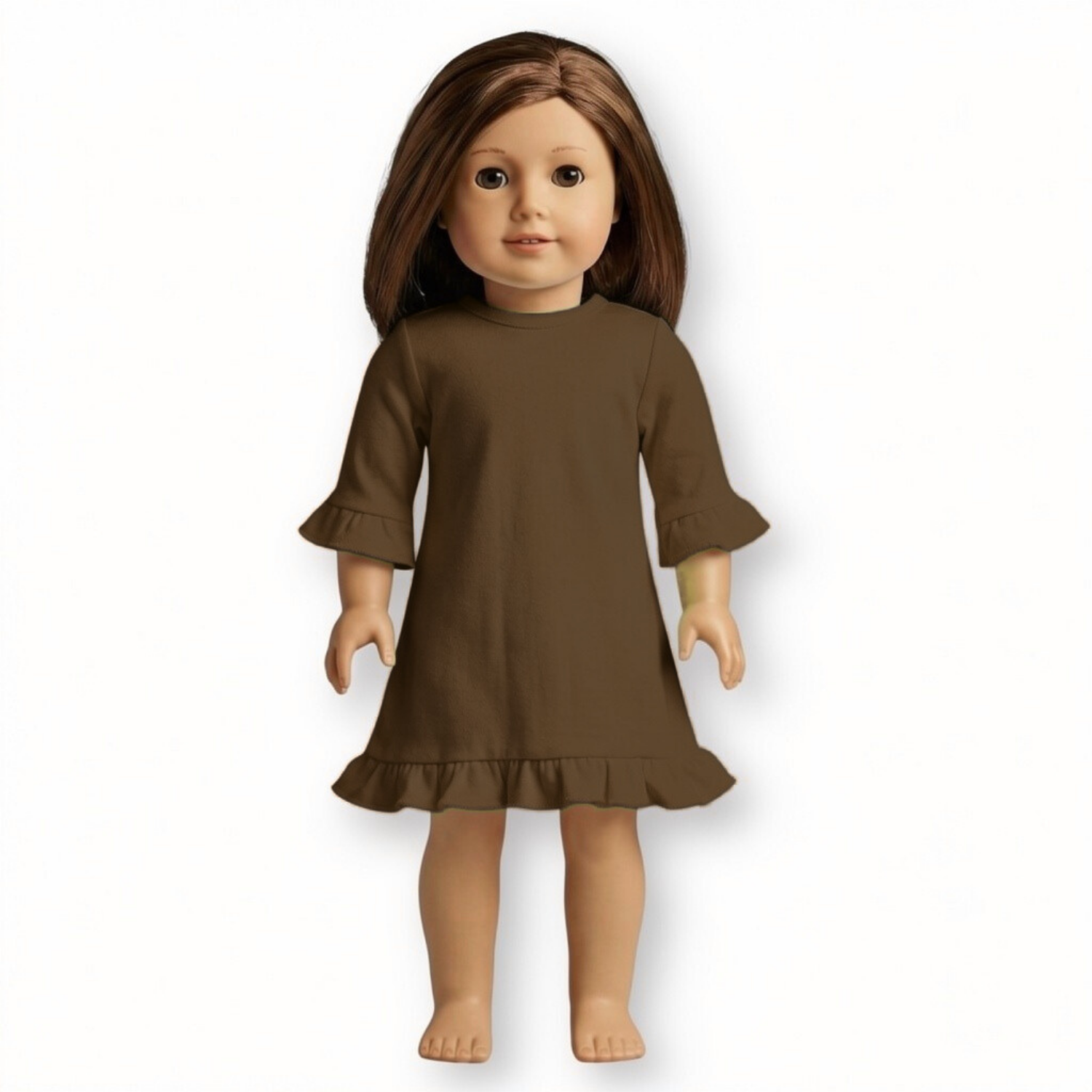 brown dresser wood Bruna Brown Frill Long Dress main image 0