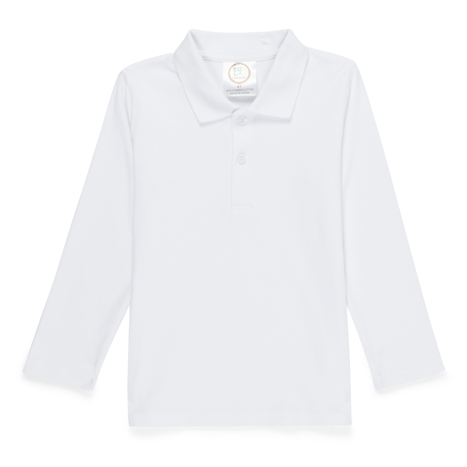 Blank Boy's Long Sleeve Polo Style Collared Shirt