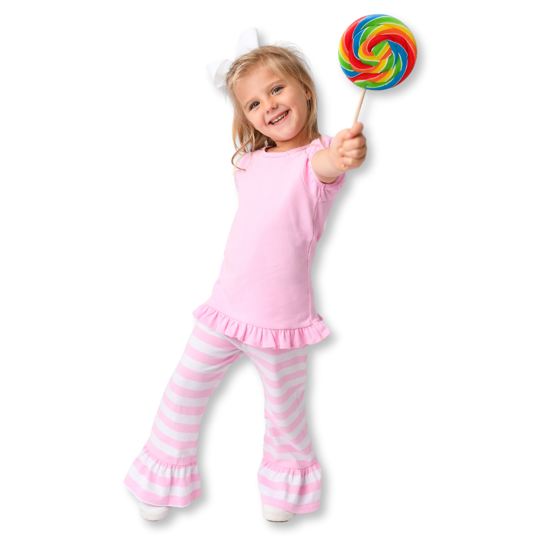 Girl's Striped Ruffle Pants | Blanks Boutique