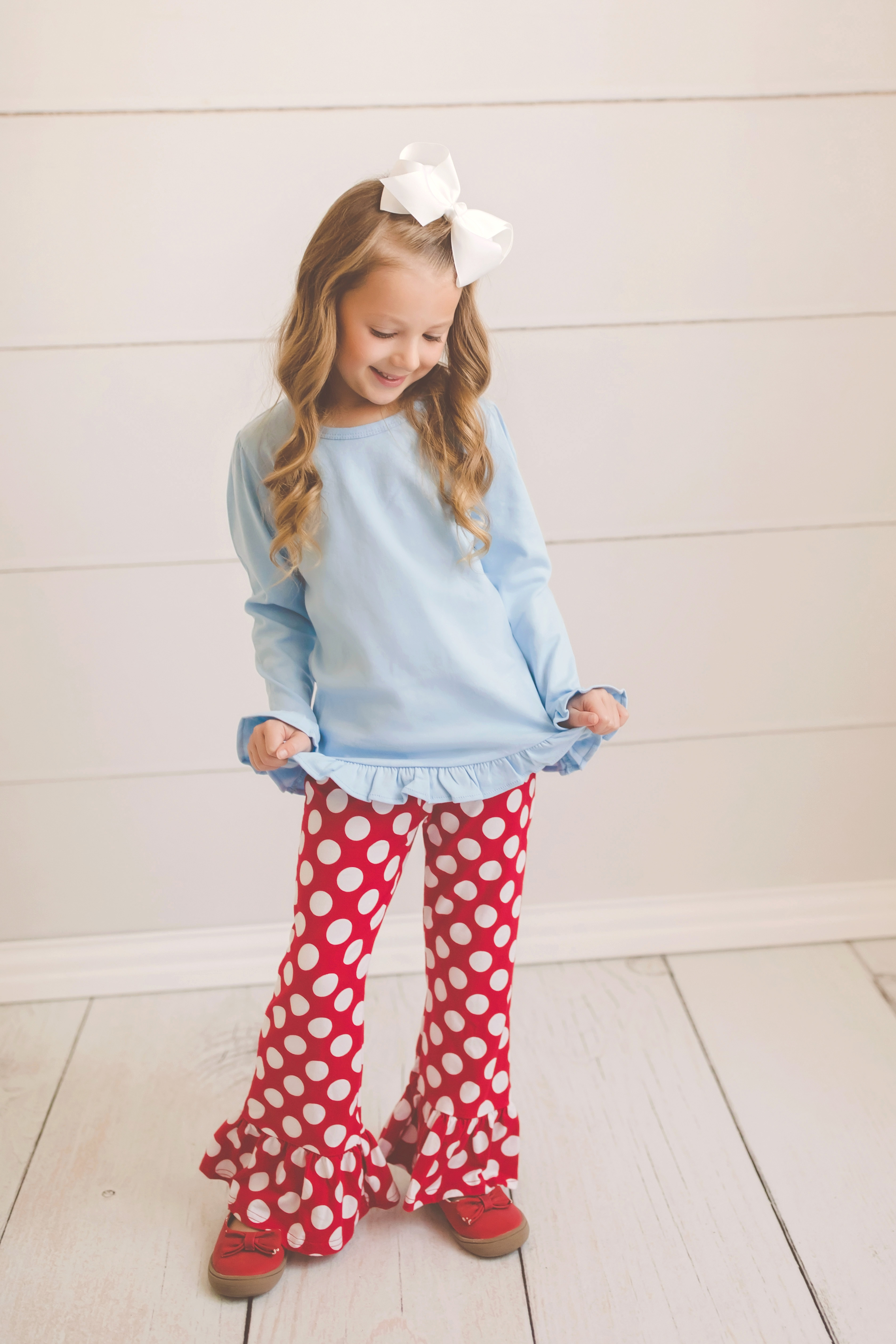 IMPERFECT- Girl's Polka Dot Ruffle Pants