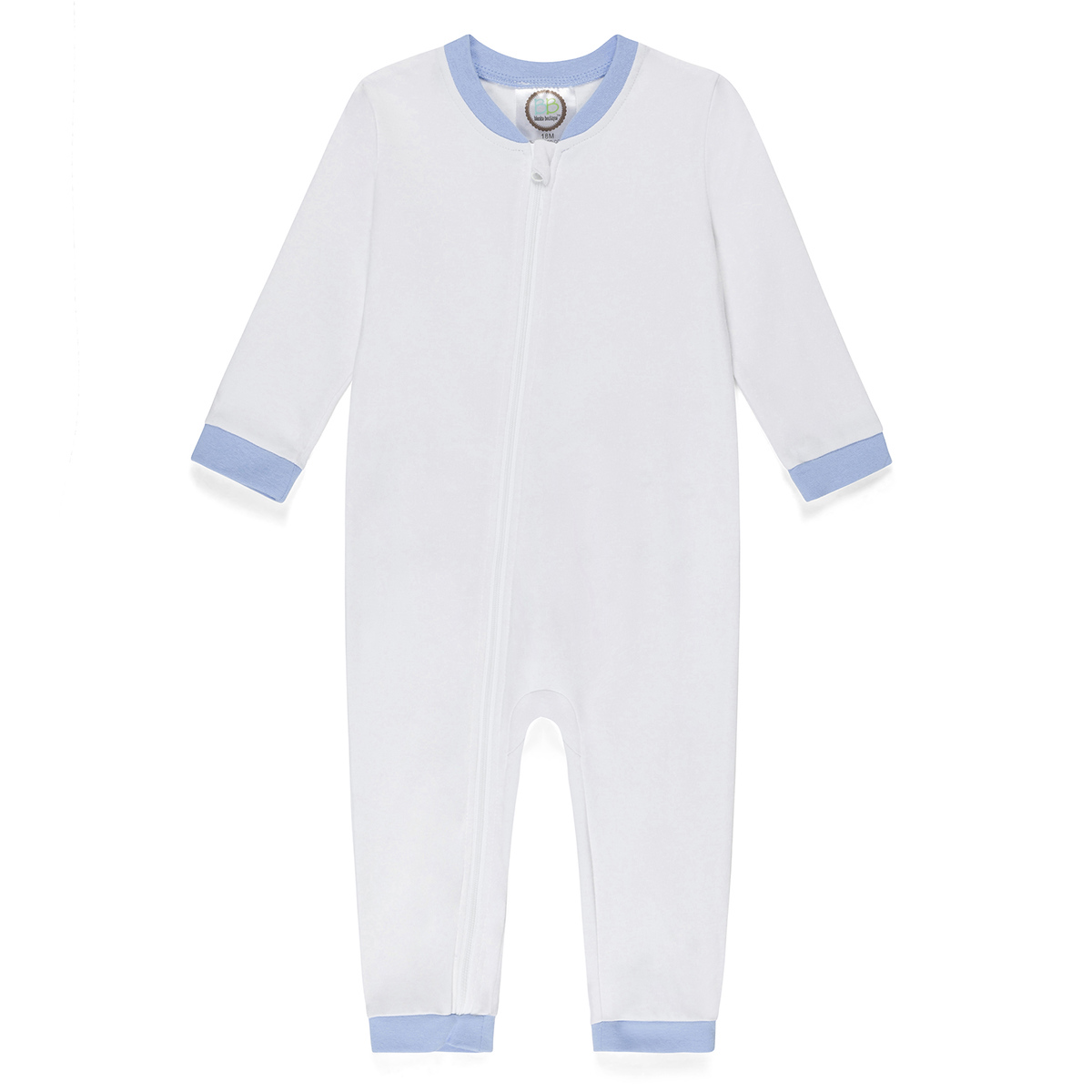 Blank Infant Boy's Drop Flap Gingham Trim Unionsuit Playsuit