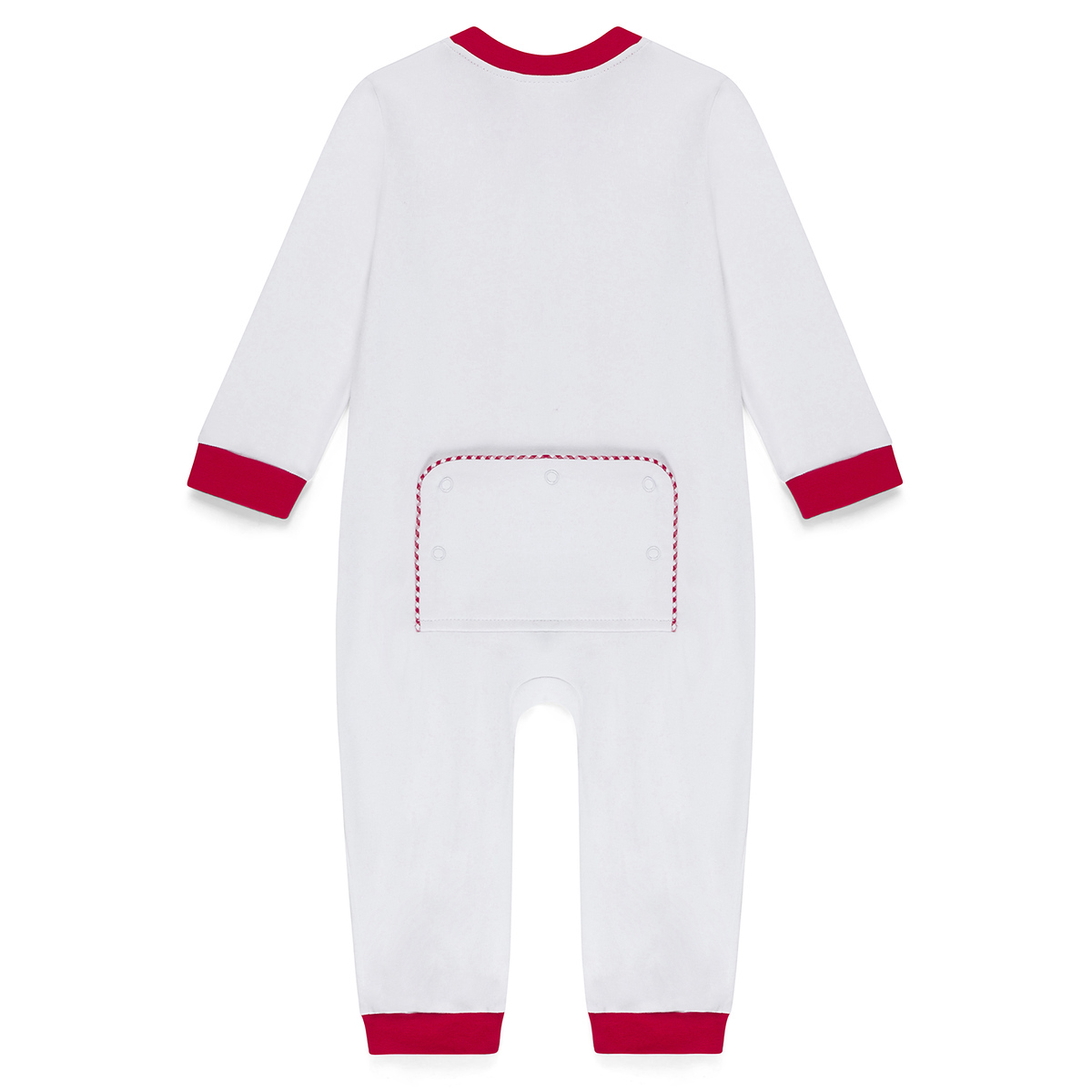 Blank Infant Boy's Drop Flap Gingham Trim Unionsuit Playsuit
