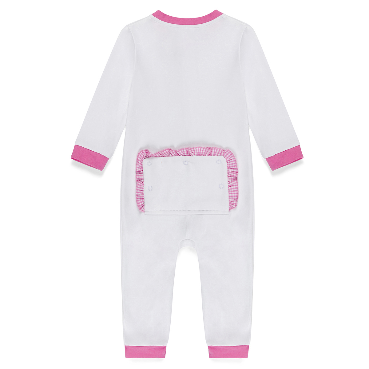 Blank Infant Girl's Drop Flap Gingham Ruffle Trim Unionsuit Playsuit