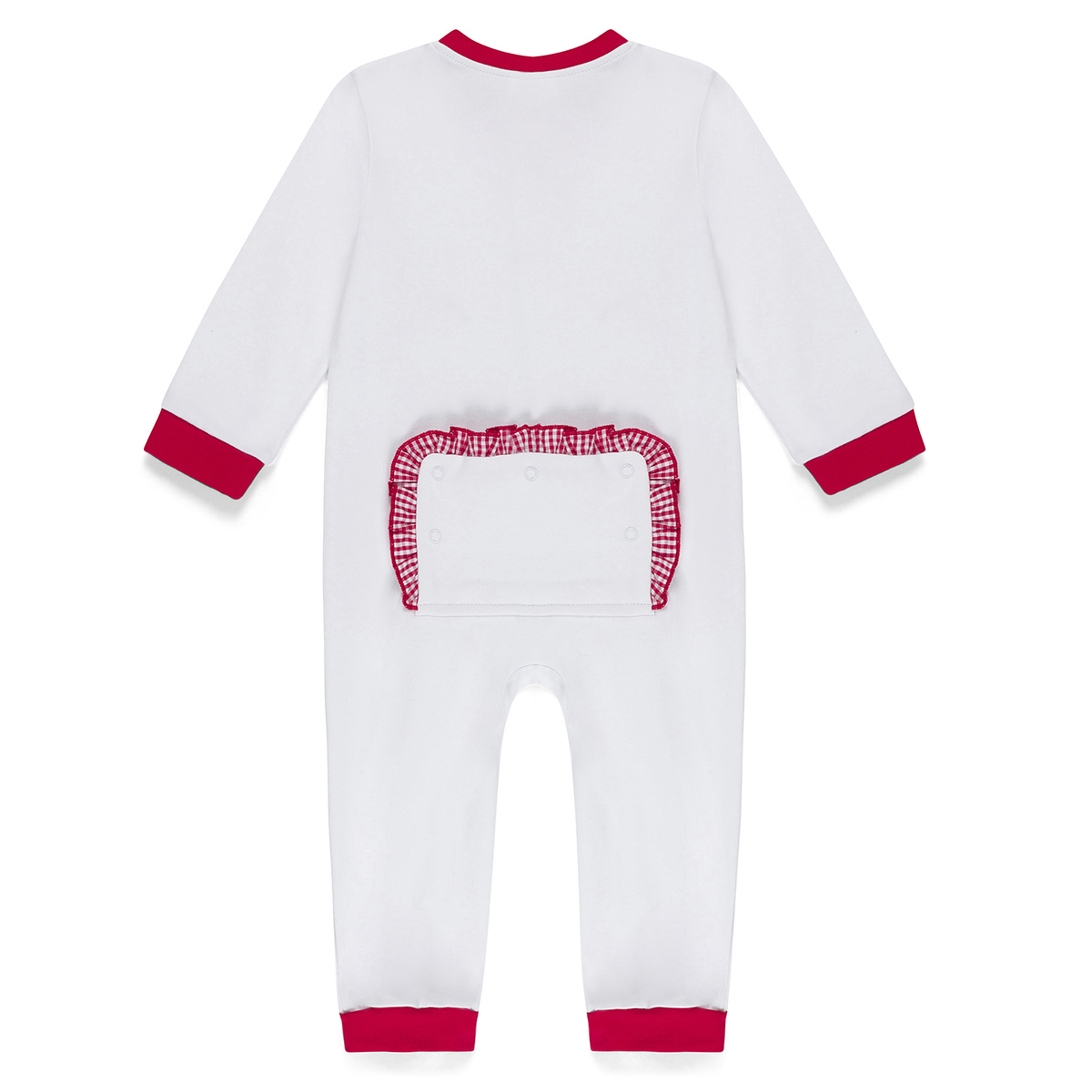 Blank Infant Girl's Drop Flap Gingham Ruffle Trim Unionsuit Playsuit