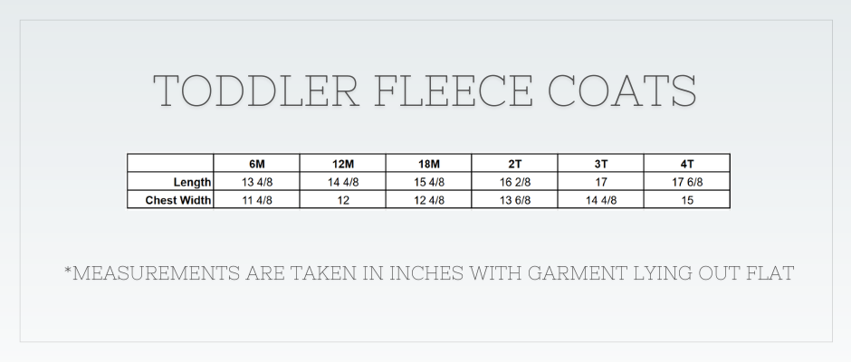 Blank Spring Kid's Pajamas Size Chart