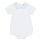 Blank Boy's Short Sleeved Peter Pan Bubble with Gingham Collar