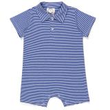 Blank Boy's Short Sleeved Polo Style Collared Romper - Striped