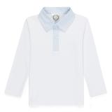 Blank Boy's Long Sleeve Polo Style Collared Shirt w/ Gingham Trim