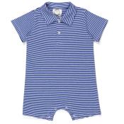 Blank Boy's Short Sleeved Polo Style Collared Romper - Striped