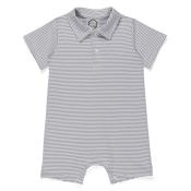 Blank Boy's Short Sleeved Polo Style Collared Romper - Striped