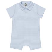 Blank Boy's Short Sleeved Polo Style Collared Romper - Striped