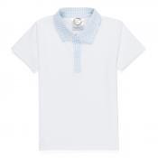 Blank Boy's Short Sleeve Polo Style Collared Shirt w/ Gingham Trim