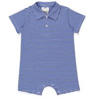 Blank Boy's Short Sleeved Polo Style Collared Romper - Striped