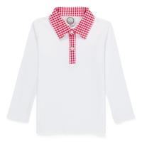 Blank Boy's Long Sleeve Polo Style Collared Shirt w/ Gingham Trim