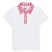 Blank Boy's Short Sleeve Polo Style Collared Shirt w/ Gingham Trim