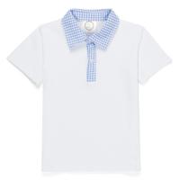 Blank Boy's Short Sleeve Polo Style Collared Shirt w/ Gingham Trim