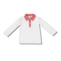 Blank Boy's Long Sleeve Polo Style Collared Shirt w/ Gingham Trim