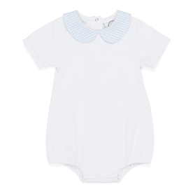 Blank Boy's Short Sleeved Peter Pan Bubble with Gingham Collar