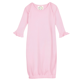 Blank Girl's Long Sleeve Ruffle Infant Gown with Hidden Zipper