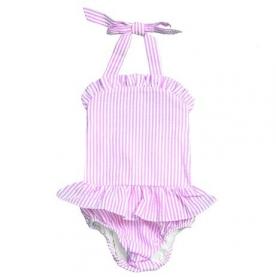 Blank Seersucker One Piece Swimsuit