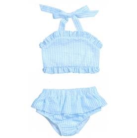 Blank Seersucker Ruffle Bikini