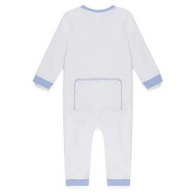 Blank Infant Boy's Drop Flap Gingham Trim Unionsuit Playsuit Blank Infant Boy's Drop Flap Gingham Trim Unionsuit Playsuit