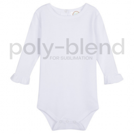 *Sublimation Blanks* Blank Girl's Long Sleeve Ruffle Infant Bodysuit - Poly Blend *Sublimation Blanks* Blank Girl's Long Sleeve Ruffle Infant Bodysuit - Poly Blend