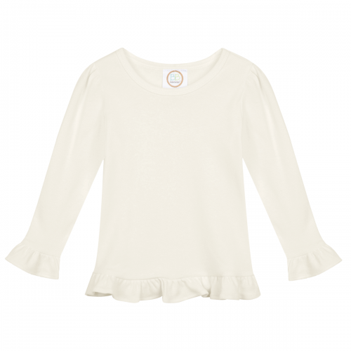 Blank Girl's Long Sleeve Ruffle Tee Shirt