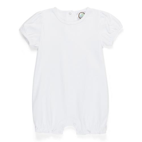 Blank Girl's Puff Sleeved Ruffle Leg Romper