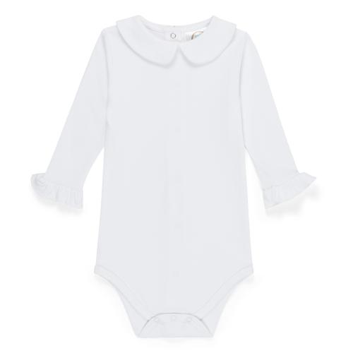 Blank Girl's Long Sleeve Peter Pan Collar Infant Bodysuit