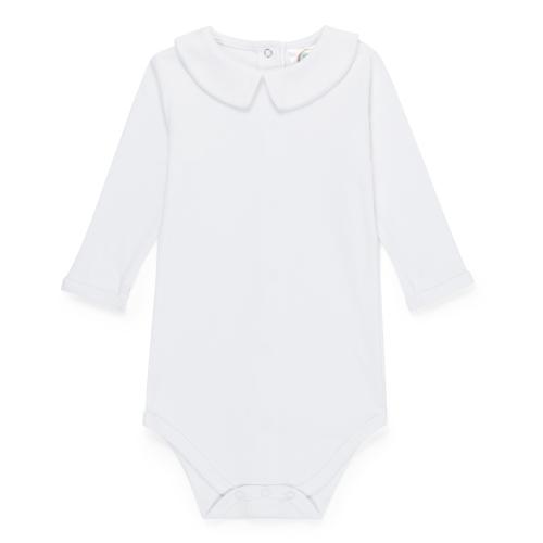 Blank Boy's Long Sleeve Peter Pan Collar Infant Bodysuit