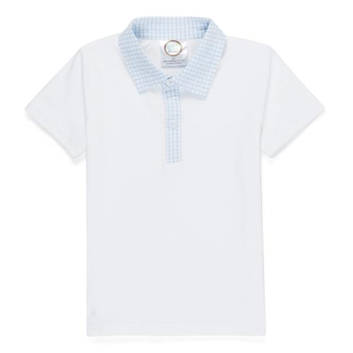 Blank Boy's Short Sleeve Polo Style Collared Shirt w/ Gingham Trim