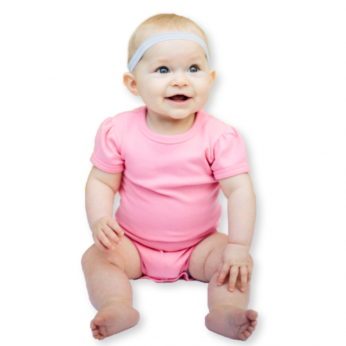 Blank Girl's Short Puff Sleeve Infant Bodysuit