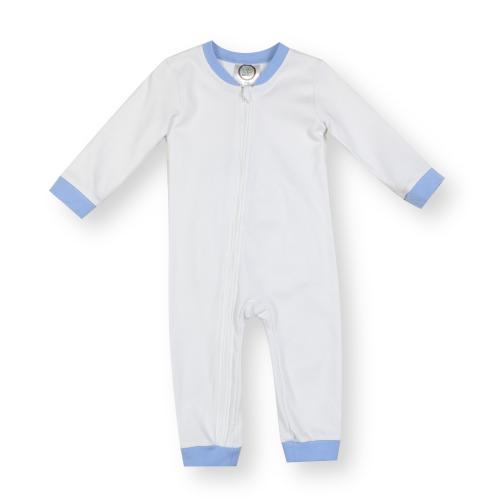 Blank Infant Boy's Drop Flap Gingham Trim Unionsuit Playsuit