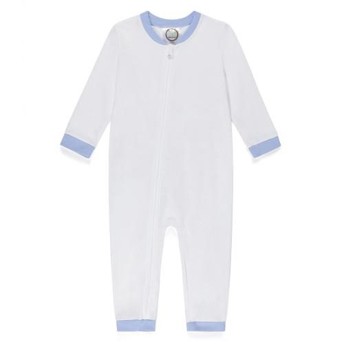 Blank Infant Boy's Drop Flap Gingham Trim Unionsuit Playsuit