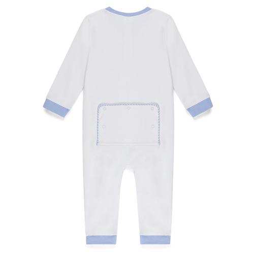 Blank Infant Boy's Drop Flap Gingham Trim Unionsuit Playsuit