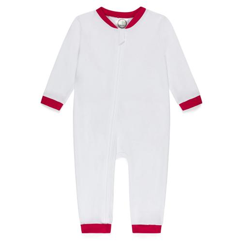 Blank Infant Boy's Drop Flap Gingham Trim Unionsuit Playsuit