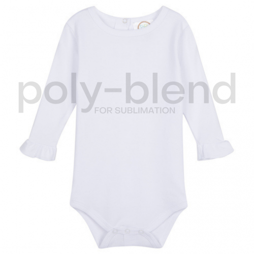 *Sublimation Blanks* Blank Girl's Long Sleeve Ruffle Infant Bodysuit - Poly Blend